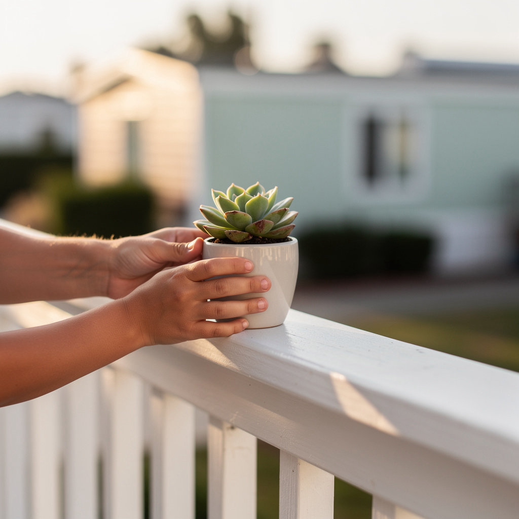 Golden Sands Mobile Estates community residents enjoying a sunny day near their homes in San Diego